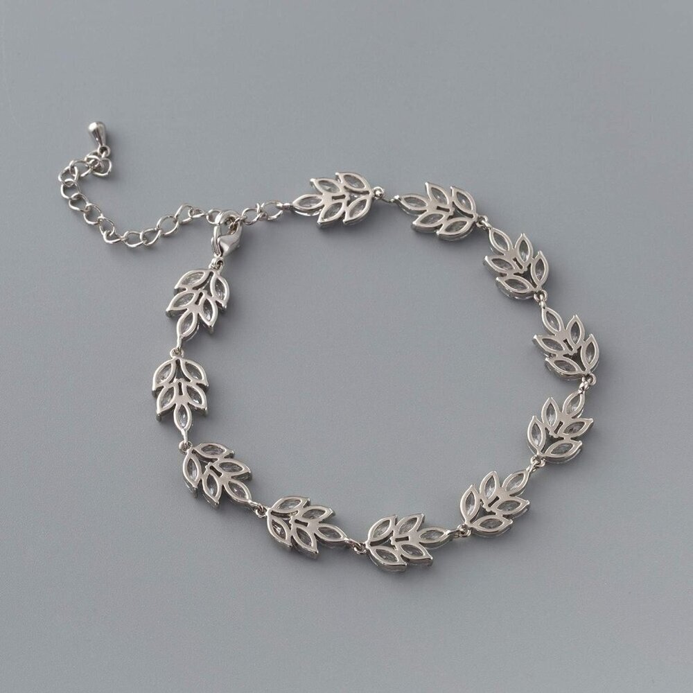 Wedding Bridal Bracelet Crystal Cubic Zirconia Leaf Vine Jewelry For Women View 5
